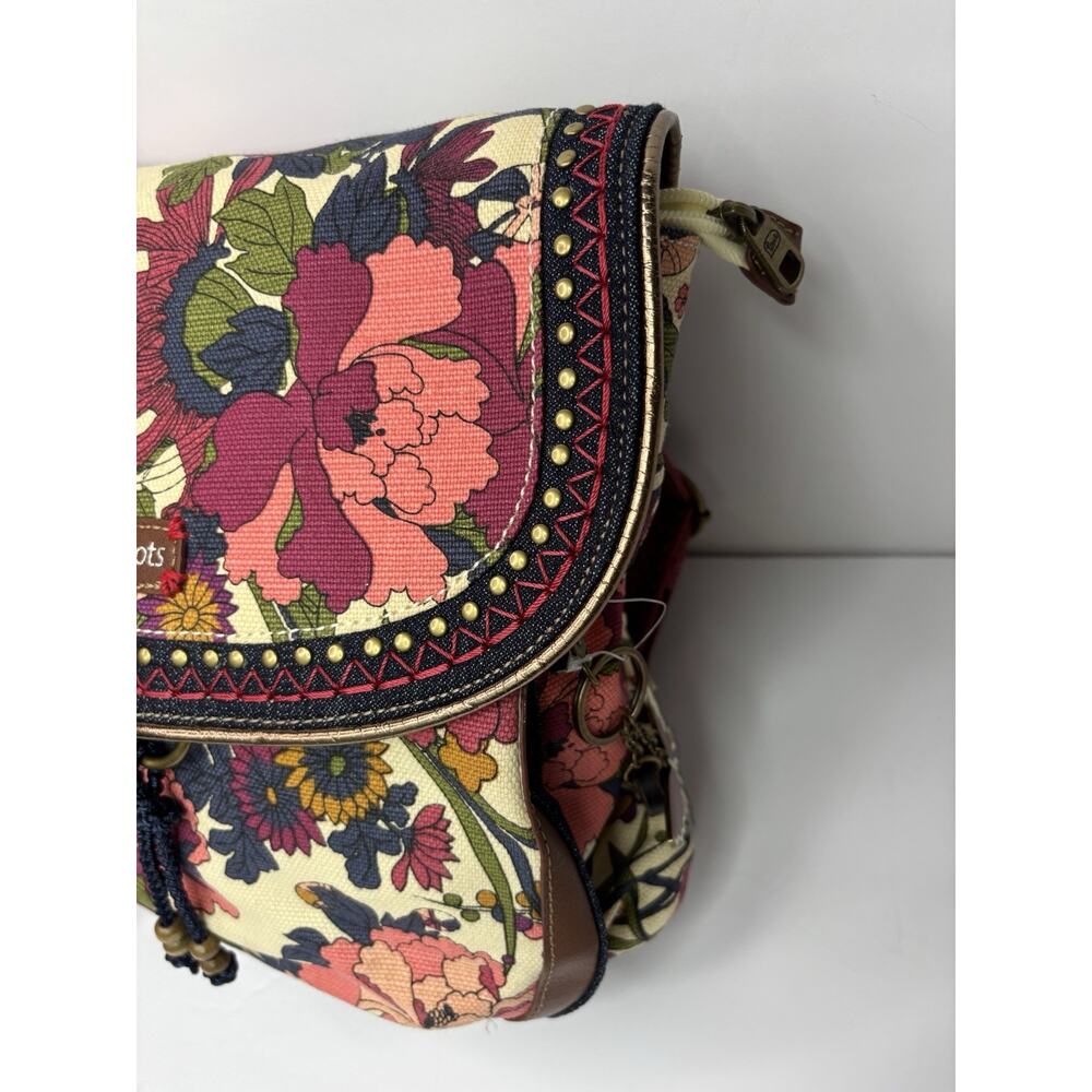 Sakroots Artist Circle Convertible Backpack Crossbody Violet Flower Power Charms - Picture 9 of 12